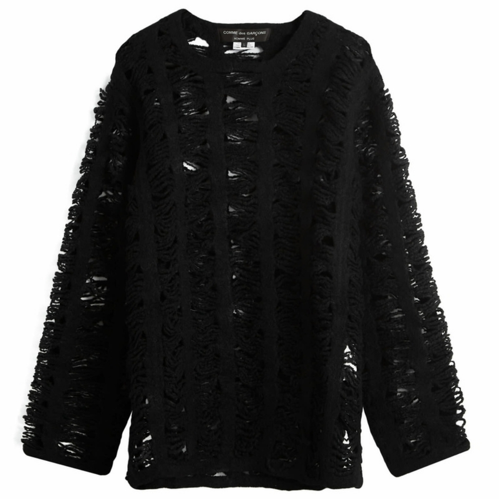 Comme des Garçons Homme Plus Men's Splash Pattern Knit in Black - Picture 6 of 12